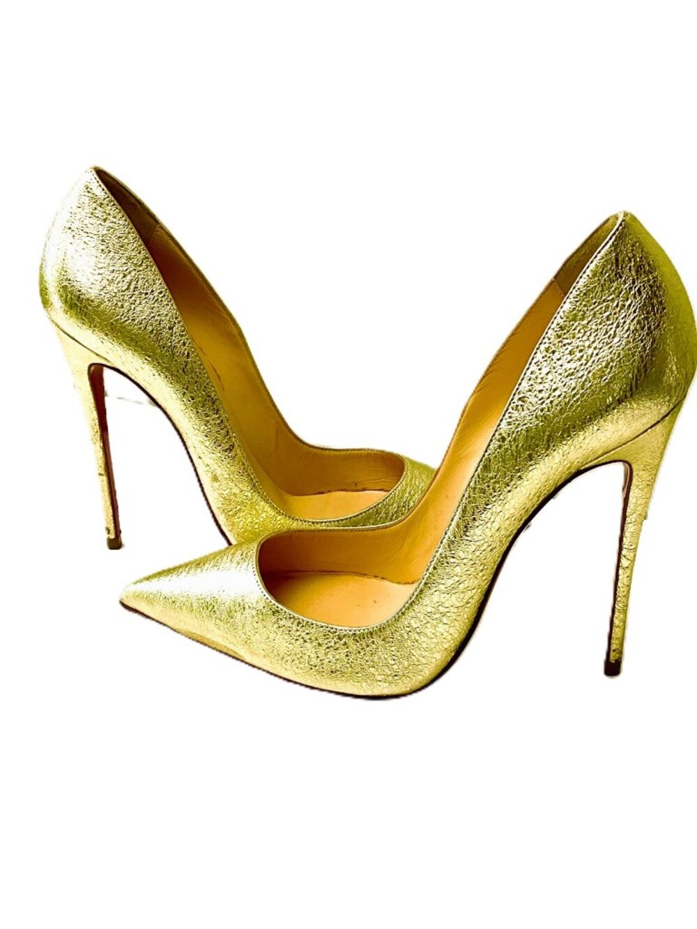 Christian Louboutin So Kate120 Gold Metallic Pointed-Toe Pamps Size 37.5 Italy